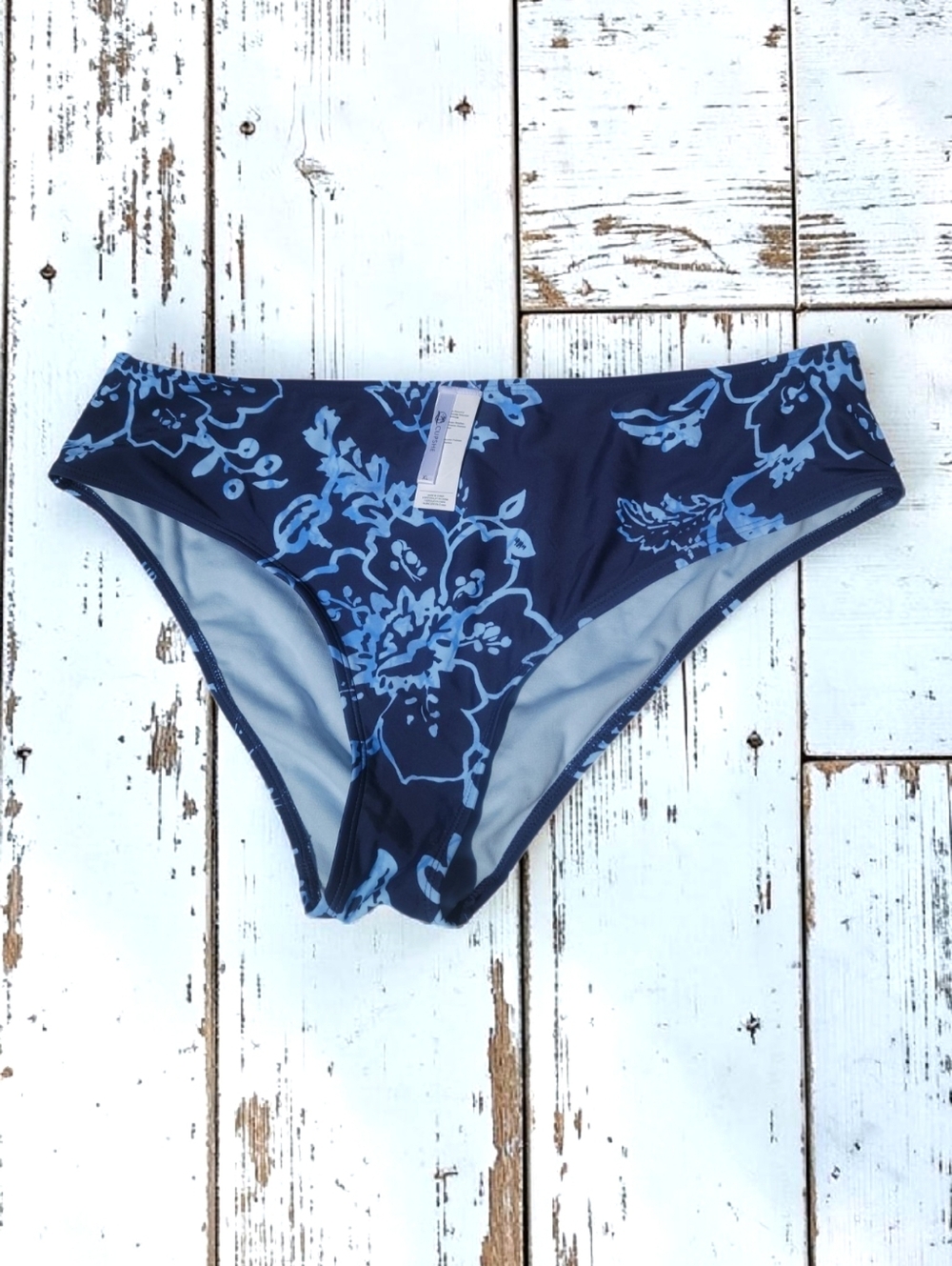Cupshe Navy and Light Blue Floral Bikini Bottom